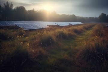 Wall Mural - solar power station created with Generative AI technology