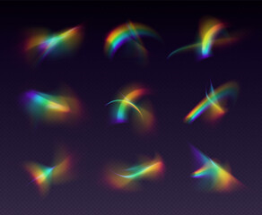 Wall Mural - crystal refraction overlay, leak flare, rainbow sunlight effect, holographic reflections isolated on
