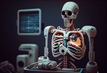Medical robot, conceptual illustration. Generative AI