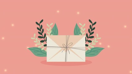 Sticker - leafs plant in envelope animation