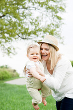 Portrait Of Mother And Daughter Outdoors, Mannheim, Baden-Wurttemberg, Germany