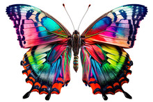 Rainbow-colored Artistic Butterfly Isolated On A White Background 