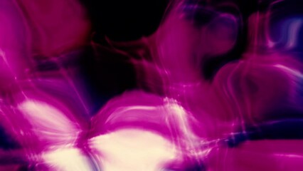 Poster -  Purple and green light background. Motion. Bright blots in 3d format spreading in different directions.