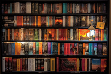 A Bookshelf With Books Arranged By Genre, World Book Day Generative AI
