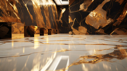 Wall Mural - luxurious gold and marble 3d render wallpaper generative ai