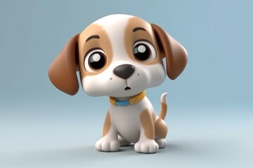 Poster - 3D cartoon cute puppy. Generative AI