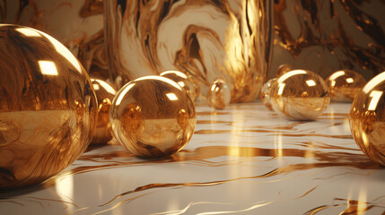 Wall Mural - shiny gold and marble pattern 3d design generative ai