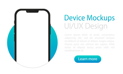 Poster - Smartphone blank screen, phone mockup. Template for infographic design interface or presentation. Smartphone mockup. Frame less smartphone. UI / UX design for your business. Vector illustration