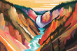 vibrant and modern artwork of the Yellowstone National Park