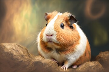 Wall Mural - Focusing in on a guinea pig up up and personal in the zoo Generative AI