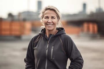 Poster - Portrait of a beautiful middle-aged woman in sportswear outdoors