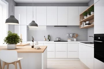 Wall Mural - Ikea style minimalistic kitchen. Generative ai.