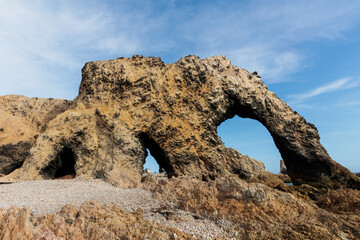 Marcona seascape, beautiful beaches and rock formations on the coast of Marcona, Peru