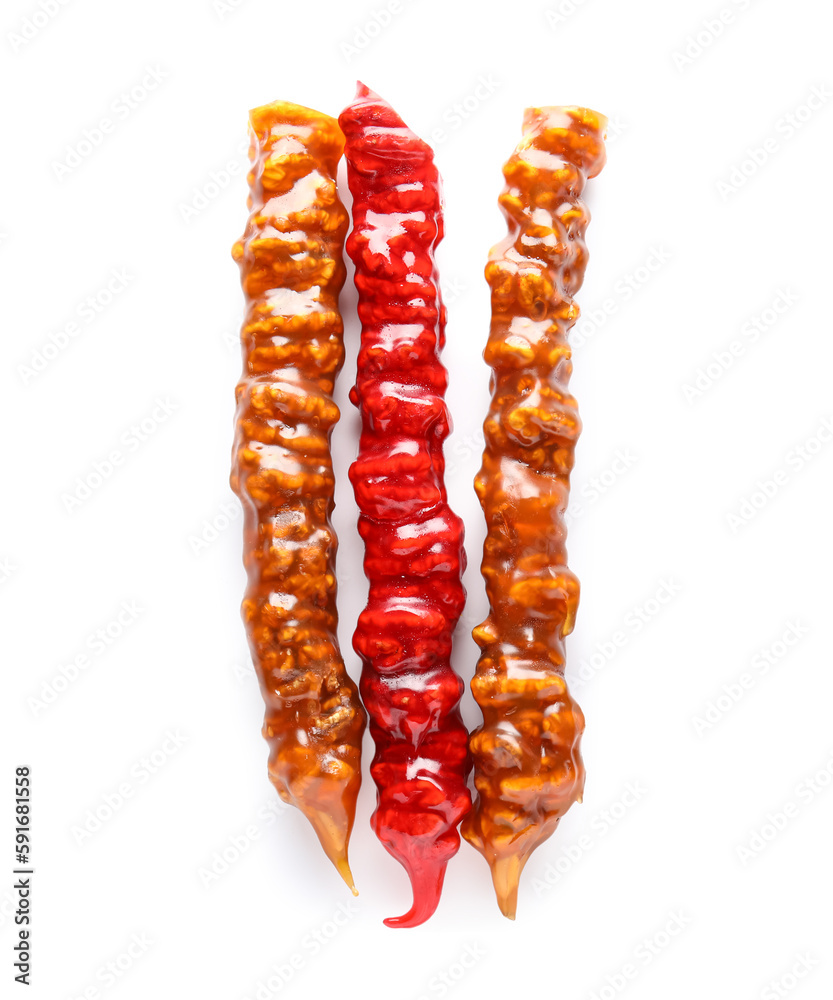 Delicious churchkhela isolated on white background