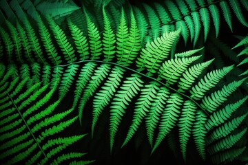 Wall Mural - Green ferns up close in a botanical garden provide a lovely natural backdrop for digital compositions and presentations of eco-friendly products. Generative AI