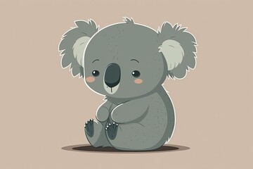 Canvas Print - adorable koala bear sitting on the grass. Generative AI