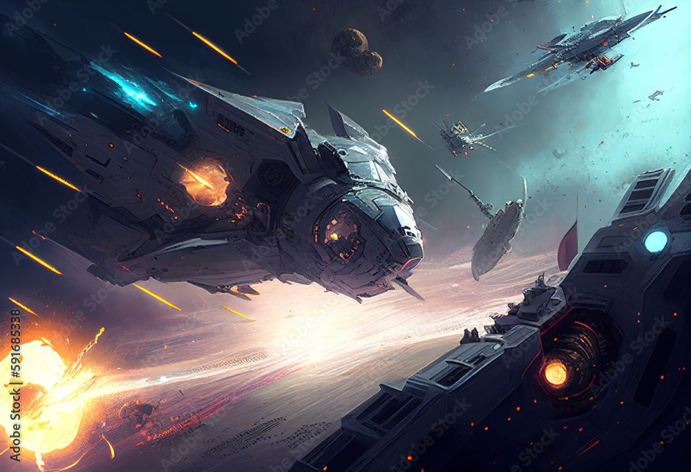 Ilustración de Stock Extraterrestrial war. Battle of soldiers and ...