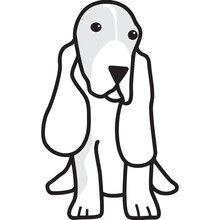 Basset Hound Dog Breed Cartoon Kawaii Sketch Hand Drawn Watercolor Painting Silhouette Sticker Illustration Sublimation EPS Vector Graphic