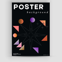 Poster - Abstract art geometric poster design layout with editable text and graphics. Contemporary geometric composition artwork. Bold form graphic design, suitable for web art, invitation cards, posters.