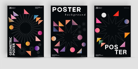 Poster - Abstract art geometric posters design layout with editable text and graphics. Contemporary geometric composition artwork. Bold form graphic design, suitable for web art, invitation cards, posters.