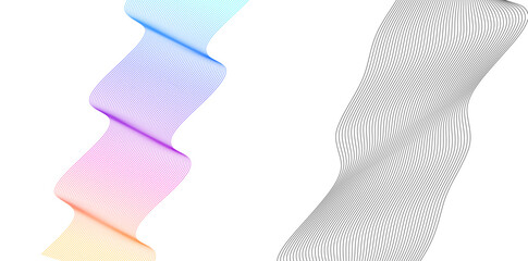 Fototapete - Set Abstract lines colors design element on white background of waves. Vector Illustration eps 10 for grunge elegant business card, print brochure, flyer, banners, cover book, label, fabric