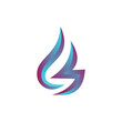 LS abstract water drop or blue fire flame logo symbol