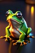 pltn style, crowned frog oil painting high quality cute large circular reflective eyes, unreal engine cinematic smooth, intricate detail - generative ai
