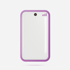 Wall Mural - 3d Realistic purple smart phone. Vector