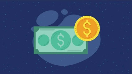 Sticker - money dollars coin and bill animation