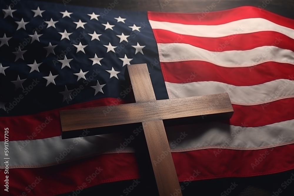 american flag with a cross on it, memorial day representation Stock ...