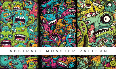 Wall Mural - Abstract monster pattern backgrounds