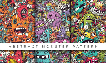 Wall Mural - Abstract monster pattern backgrounds