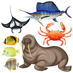 Poster - Underwater Creature Vector Set