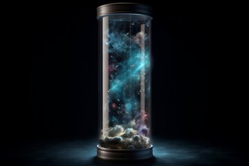 Wall Mural - glass tube contained the oceans, earth, wind, fire, ether, entire nature universe with stargazing ne