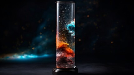 Wall Mural - glass tube contained the oceans, earth, wind, fire, ether, entire nature universe with stargazing ne