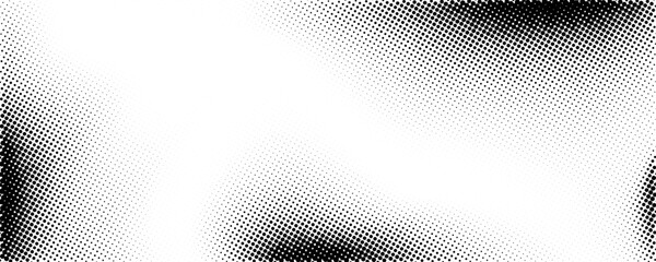 Poster - Halftone faded gradient texture. Grunge halftone gritty background. White and black sand noise wallpaper. Retro pixilated vector backdrop