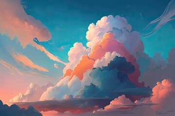 Wall Mural - picturesque sky with a cloudy scenery. Generative AI