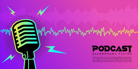 Neon light color podcast background illustration