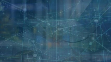 Poster - Animation of network of connections over grid network against doctor examining a patient
