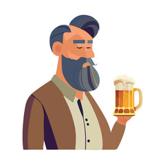 Poster - Businessman holding mug of beer in celebration