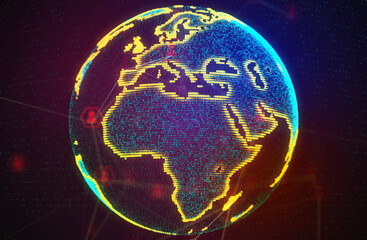 Leinwandbilder - Global network connection. World map point and line composition concept of global business