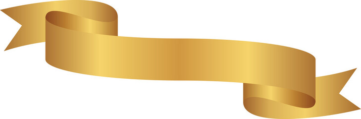 Wall Mural - Gold  ribbon banner, badge, label, title box for text, clip art, png isolated on transparent background.	