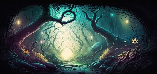 Fototapete - Wilderness of imagination, computer art, and illustration Generative AI