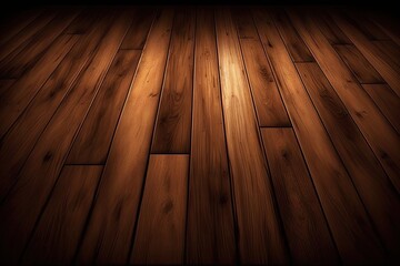 Sticker - dark background with a wooden floor. Generative AI