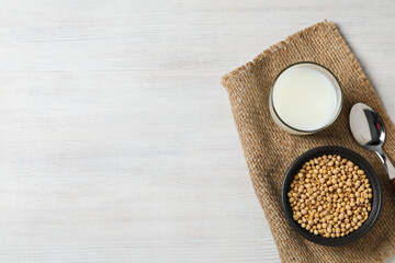 Wall Mural - Soy milk and soy, composition for healthy food concept