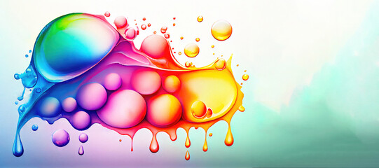 Aufkleber - watercolor colorful water bubbles, drops background, ai generation