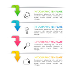 Aufkleber - Business data visualization. Infographic icons with 4 steps designed for abstract background template. Used for presentation information education connection marketing project strategy and technology
