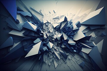 Wall Mural - bstract blue and white geometric shapes. Generative AI