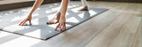 Fitness woman doing yoga exercise stretching on mat yoga, wellbeing lifestyle.