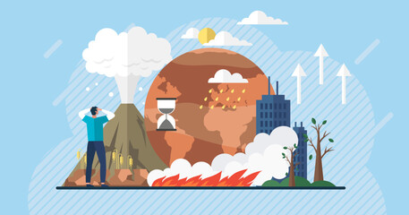 Wall Mural - climate change and global warming concept. save the planet. world environment day. earth day. sustai
